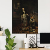 The Idle Servant — Nicolaes Maes (c.1655) Poster (Heimbüro)