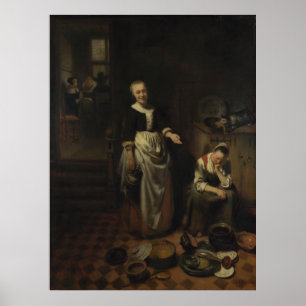 The Idle Servant — Nicolaes Maes (c.1655) Poster