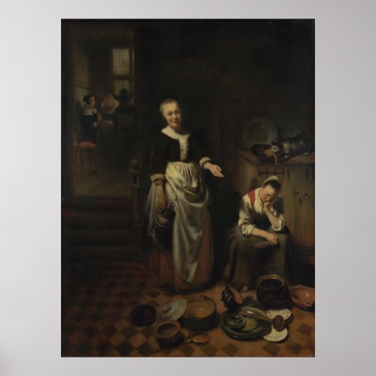 The Idle Servant — Nicolaes Maes (c.1655) Poster (Vorne)