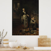 The Idle Servant — Nicolaes Maes (c.1655) Poster (Küche)