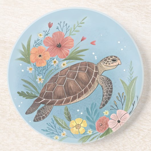 The illustration of a sea turtle getränkeuntersetzer (Vorne)