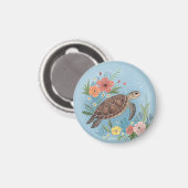 The illustration of a sea turtle magnet (Vorderseite/Rückseite)