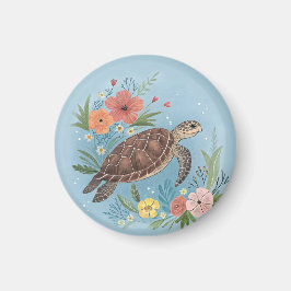 The illustration of a sea turtle magnet