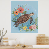 The illustration of a sea turtle poster (Küche)