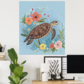 The illustration of a sea turtle poster (Heimbüro)