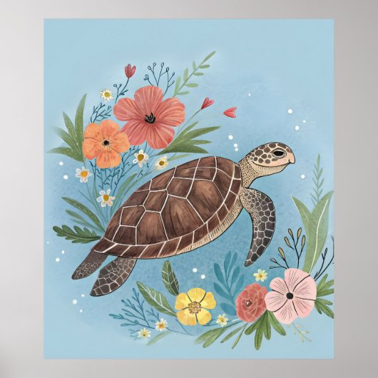 The illustration of a sea turtle poster (Vorne)