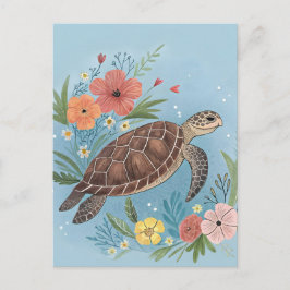 The illustration of a sea turtle postkarte