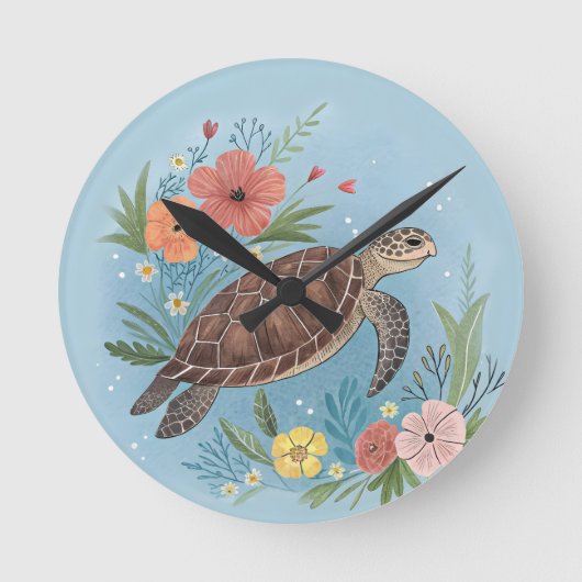The illustration of a sea turtle runde wanduhr (Vorderseite)