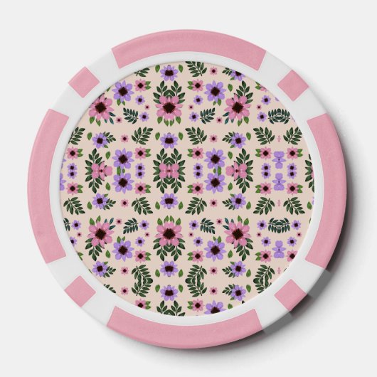 The image shows poker chips with a floral pattern (Rückseite)