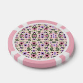 The image shows poker chips with a floral pattern (Einzeln)