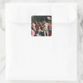 The Incredulity of St. Thomas, c.1547 Quadratischer Aufkleber (Tasche)