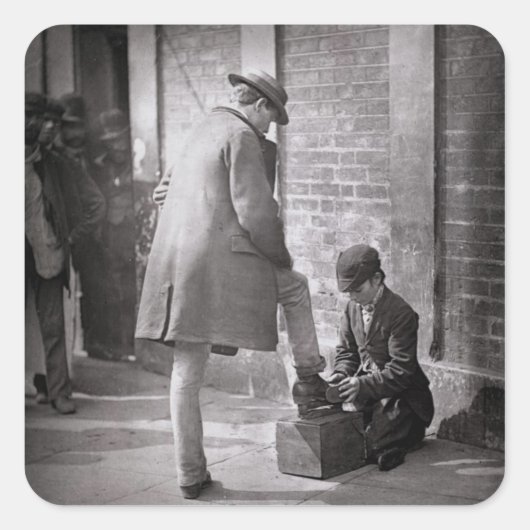 The Independent Shoe Black, von 'Street Life in L Quadratischer Aufkleber (Vorderseite)