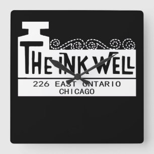 The Ink Well Nightclub, Chicago, IL Quadratische Wanduhr