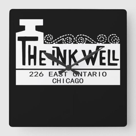 The Ink Well Nightclub, Chicago, IL Quadratische Wanduhr (Vorderseite)