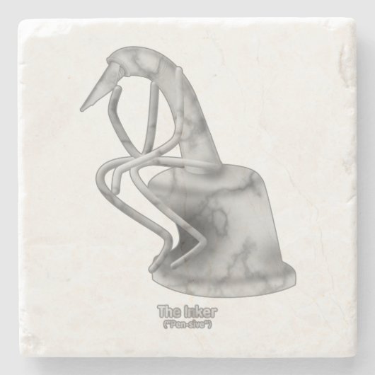 The Inker ("Pen-sive") - Marmor-Untersetzer Steinuntersetzer (Vorderseite)