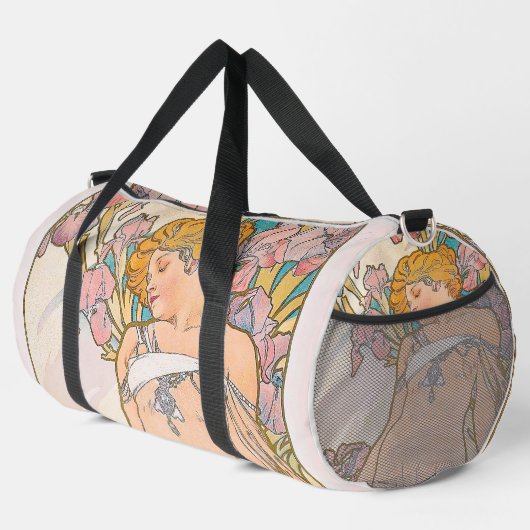 The Iris (1897) von Alphonse Mucha Duffle Bag (Rechte Ecke)