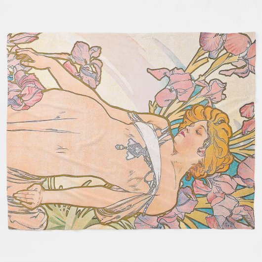 The Iris (1897) von Alphonse Mucha Fleecedecke (Vorderseite (Horizontal))