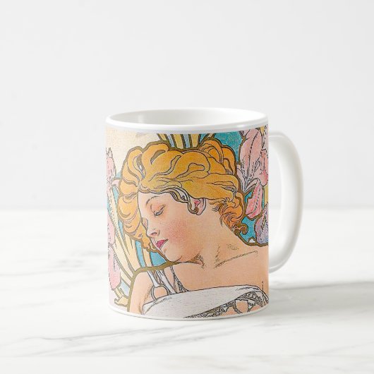 The Iris (1897) von Alphonse Mucha Kaffeetasse (VorderseiteRechts)