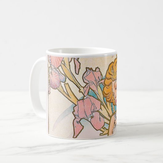 The Iris (1897) von Alphonse Mucha Kaffeetasse (Vorderseite Links)
