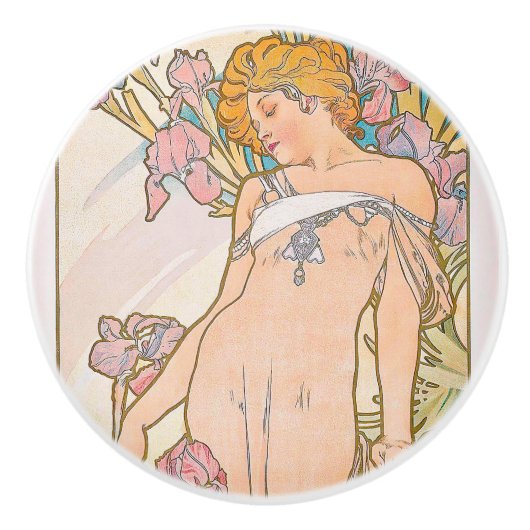 The Iris (1897) von Alphonse Mucha Keramikknauf (Vorderseite)