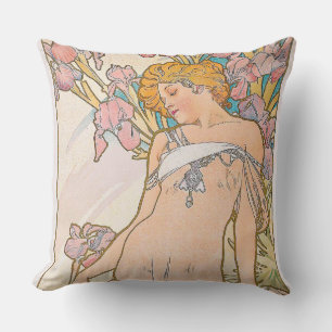 The Iris (1897) von Alphonse Mucha Kissen