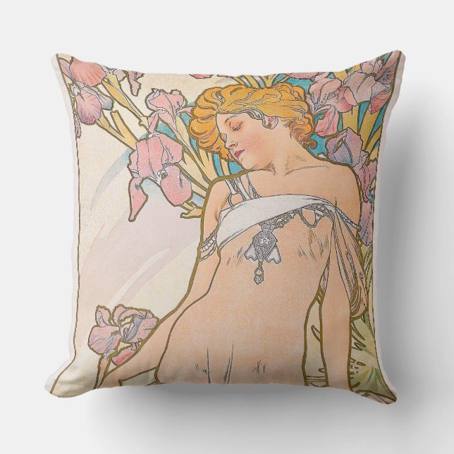 The Iris (1897) von Alphonse Mucha Kissen (Vorderseite)