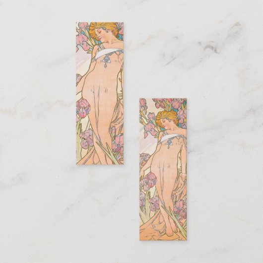 The Iris (1897) von Alphonse Mucha Lesezeichen Mini Visitenkarte (Vorne/Hinten)
