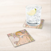 The Iris (1897) von Alphonse Mucha Rechteckiger Pappuntersetzer (Vor Ort)