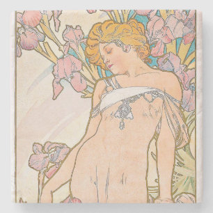 The Iris (1897) von Alphonse Mucha Steinuntersetzer