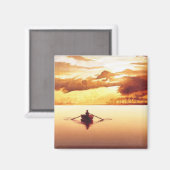 "The Islander" Ruderboot bei Sunset Watercolor Magnet (Vorderseite/Rückseite)