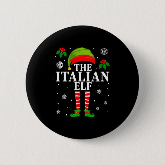 The Italian Elf Family Matching Christmas Pajama L Button (Vorderseite)