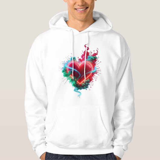 The Jaded Heart on a Long Sleeve White Hoodie (Vorderseite)