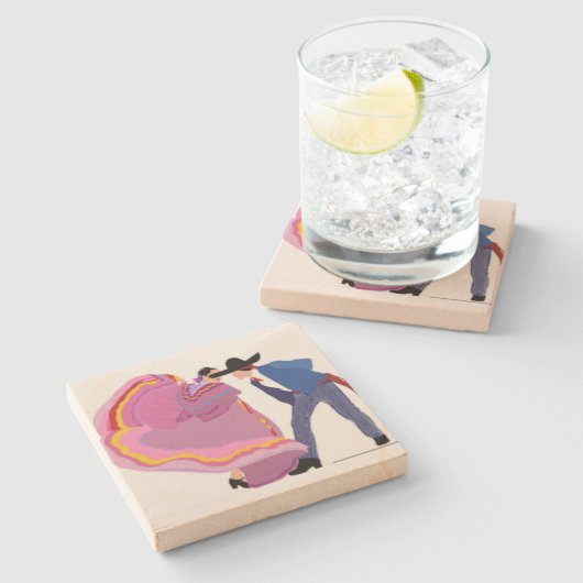 "The Jarabe Tapatio" Steinuntersetzer (Seitenansicht)