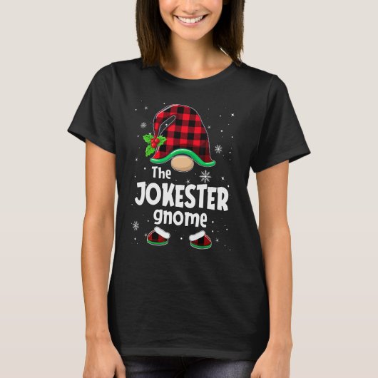 The Jokester Gnome Buffalo Plaid Christmas Matchin T-Shirt (Vorderseite)
