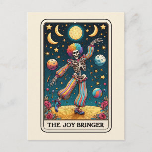 The Joy Bringer Tarot Art Regenbogen Clown Skelett Postkarte