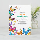 The Joy of Butterflies 3rd Birthday Invitation Einladung (Stehend Vorderseite)