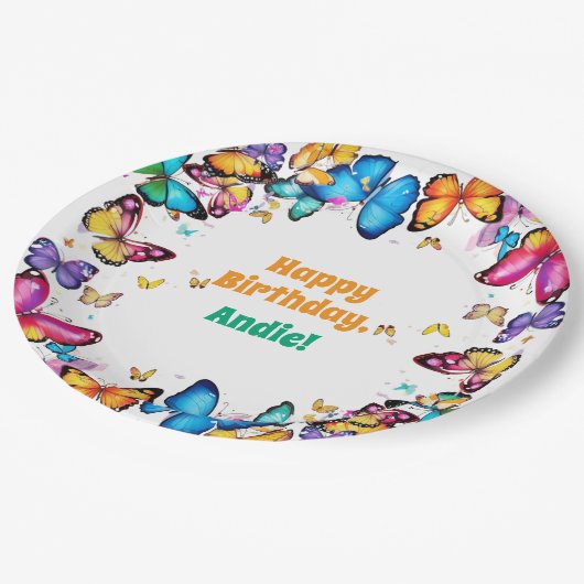 The Joy of Butterflies Birthday Party Pappteller (Schrägansicht)