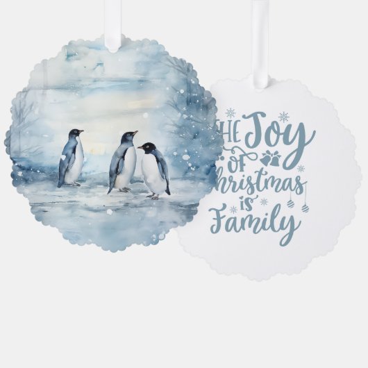 The Joy of Christmas Is Family Penguin Family Ornament Karte (Vorderseite/Rückseite)