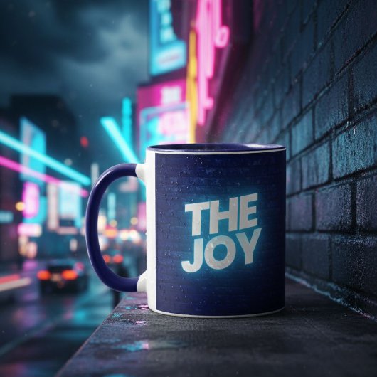 The Joy Typography Wall Brick Pattern Two-Tone Mug Tasse