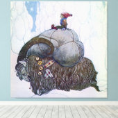 "The Julbock" Weihnachtsziege von John Bauer Leinwanddruck (Insitu (Holzboden))