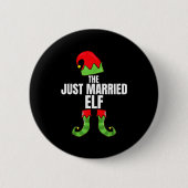 The Just Married Elf Matching Family Christmas Gro Button (Vorderseite)