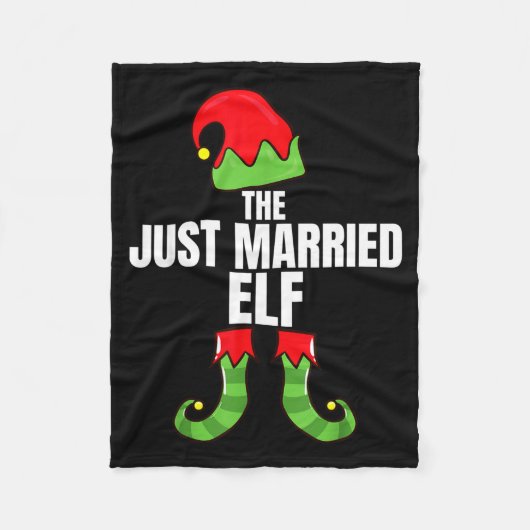The Just Married Elf Matching Family Christmas Gro Fleecedecke (Vorderseite)