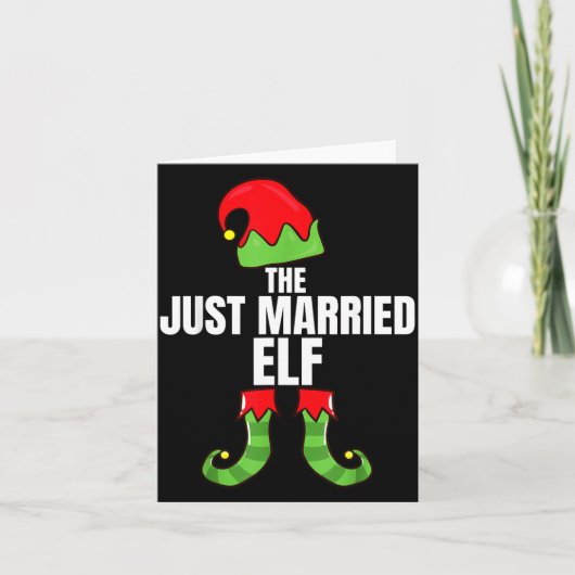 The Just Married Elf Matching Family Christmas Gro Karte (Vorderseite)