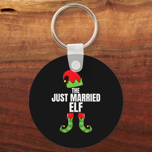 The Just Married Elf Matching Family Christmas Gro Schlüsselanhänger (Vorderseite)