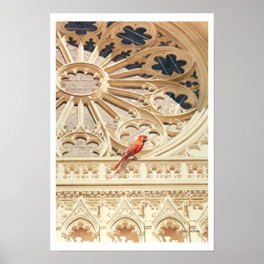 "The Kardinal" Church & Bird Watercolor Poster (Vorne)