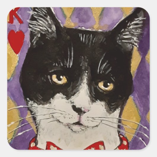 The King of Hearts Cat Aufkleber (Vorderseite)