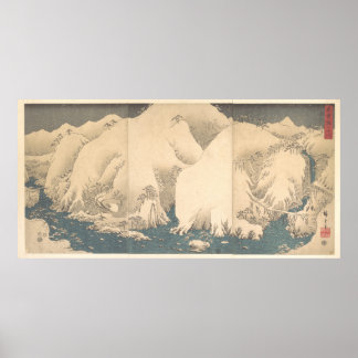 "The Kiso Mountains in Snow" von Utagawa Hiroshige Poster