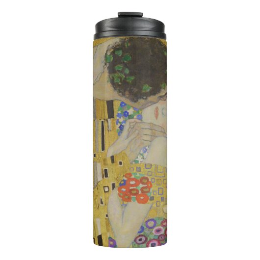 The Kiss, Art Nouveau Oil Painting, Gustav Klimt Thermosbecher (Vorderseite)