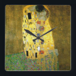 The Kiss by Gustav Klimt Quadratische Wanduhr<br><div class="desc">The Kiss by Gustav Klimt on a square wall clock</div>