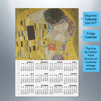The Kiss Fridge Calendar 2026 / Gustav Klimt Magnetkarte